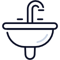 line icon of a sink for bathroom and kitchen fitting services in London 